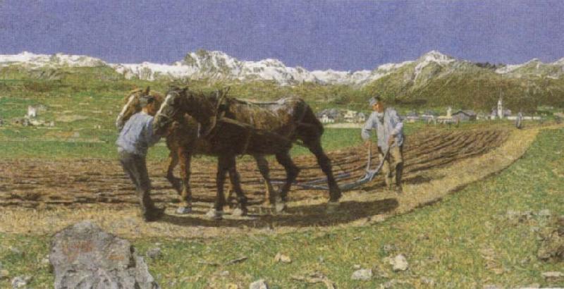 Giovanni Segantini Ploughing oil painting image